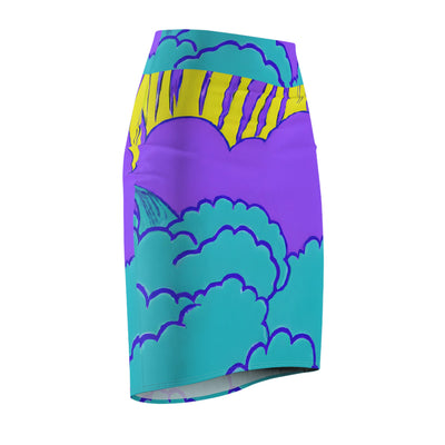 "Amazing Clouds of Colorful Joy!" Women's Pencil Skirt