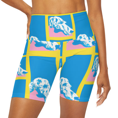 "Furrever Friends - A Celebration of Fun Doggy Adventures High Waisted Yoga Shorts