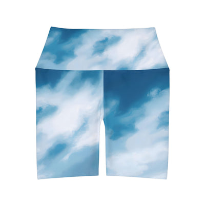 "Amazingly Awesome, Cloudy Skies!" High Waisted Yoga Shorts