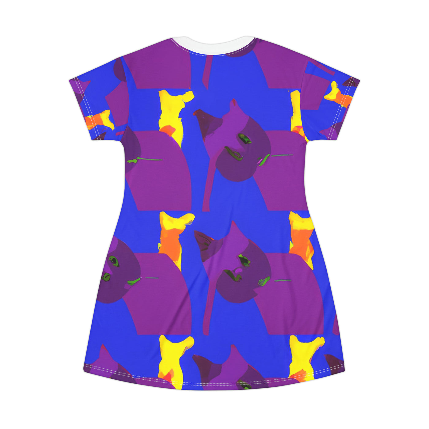 "Crazy Cat Chaos: An Unconventional Art Piece" T-Shirt Dress (AOP)