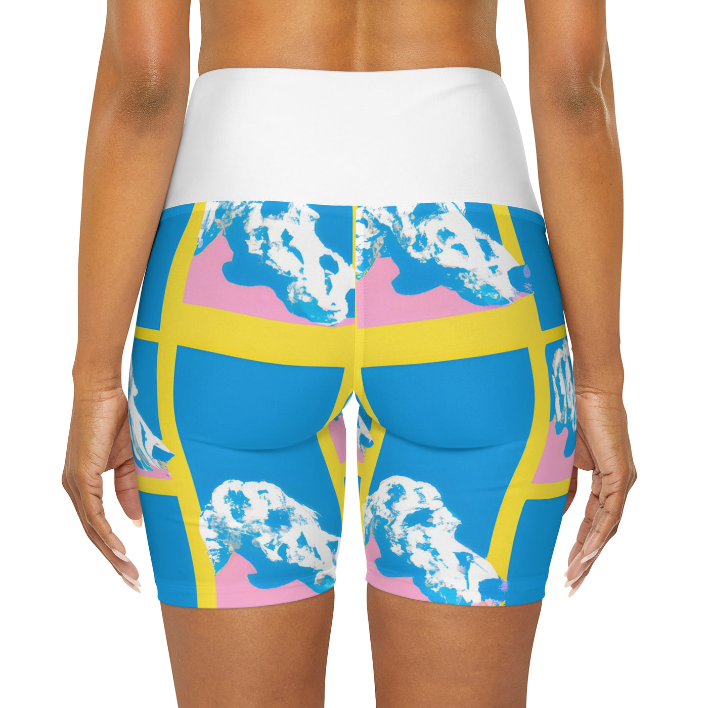 "Furrever Friends - A Celebration of Fun Doggy Adventures High Waisted Yoga Shorts