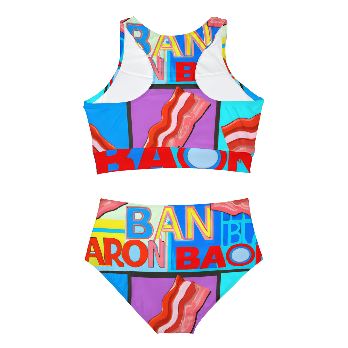 "Bacon Meets The Canvas: A Savory Masterpiece Sporty Bikini Set