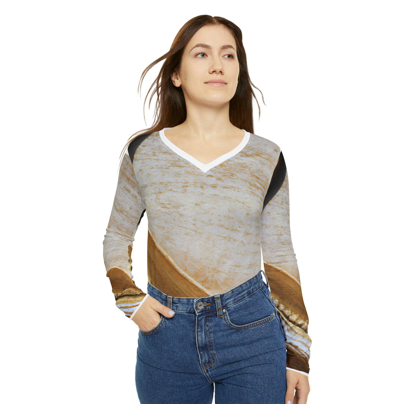 Erupting Colors of Joy Women's Long Sleeve V-neck Shirt