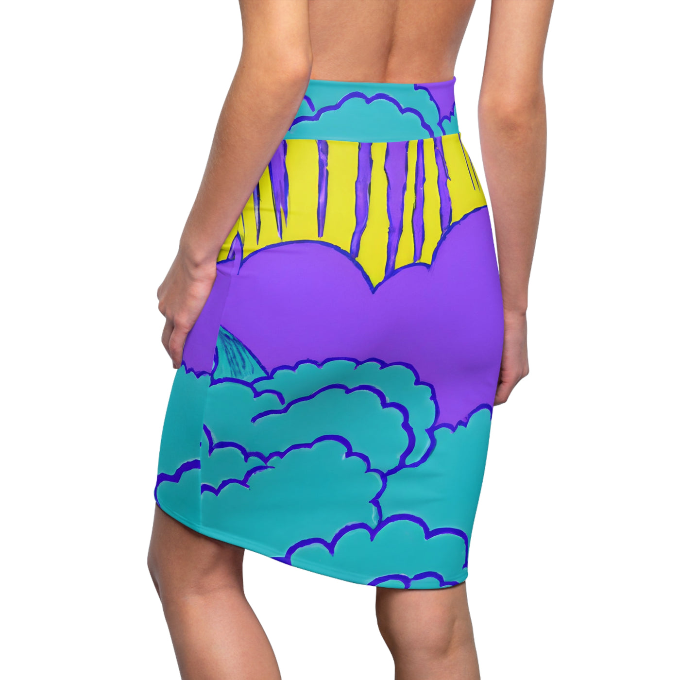 "Amazing Clouds of Colorful Joy!" Women's Pencil Skirt