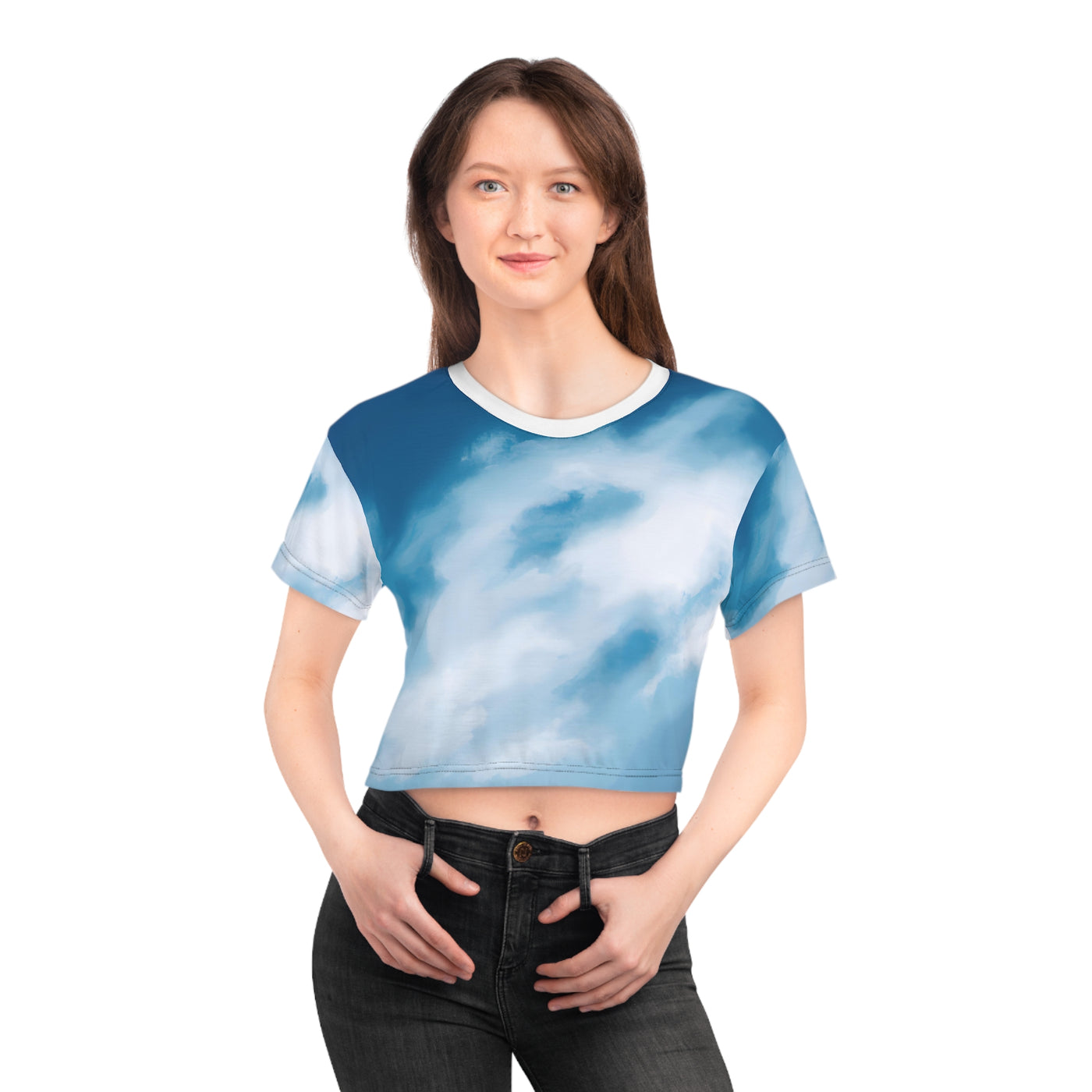 "Amazingly Awesome, Cloudy Skies!" Crop Tee (AOP)
